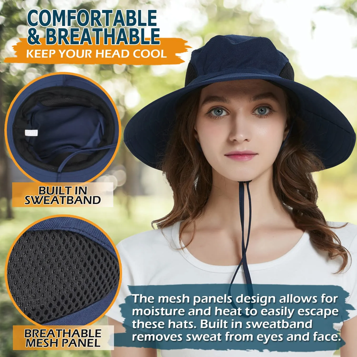 Waterproof Wide Brim Bucket Hat Foldable Sun Hat