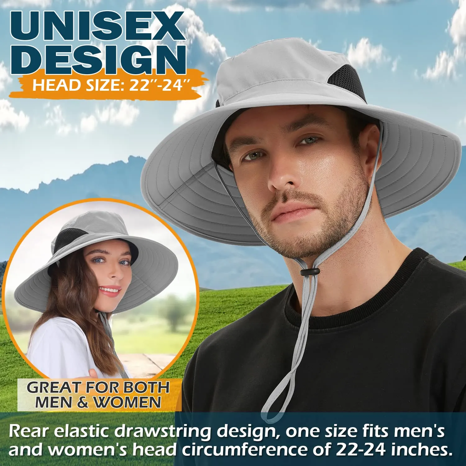 Waterproof Wide Brim Bucket Hat Foldable Sun Hat