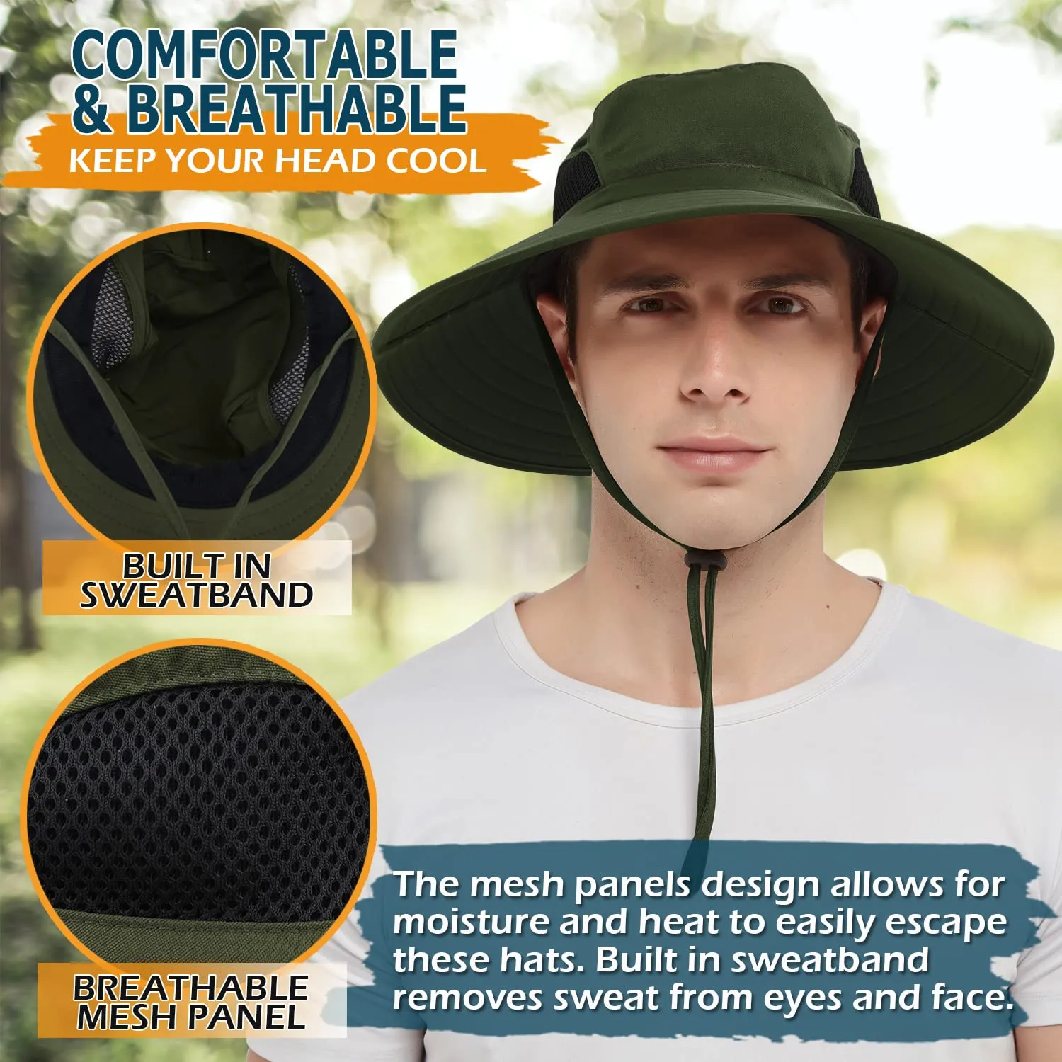 Waterproof Wide Brim Bucket Hat Foldable Sun Hat