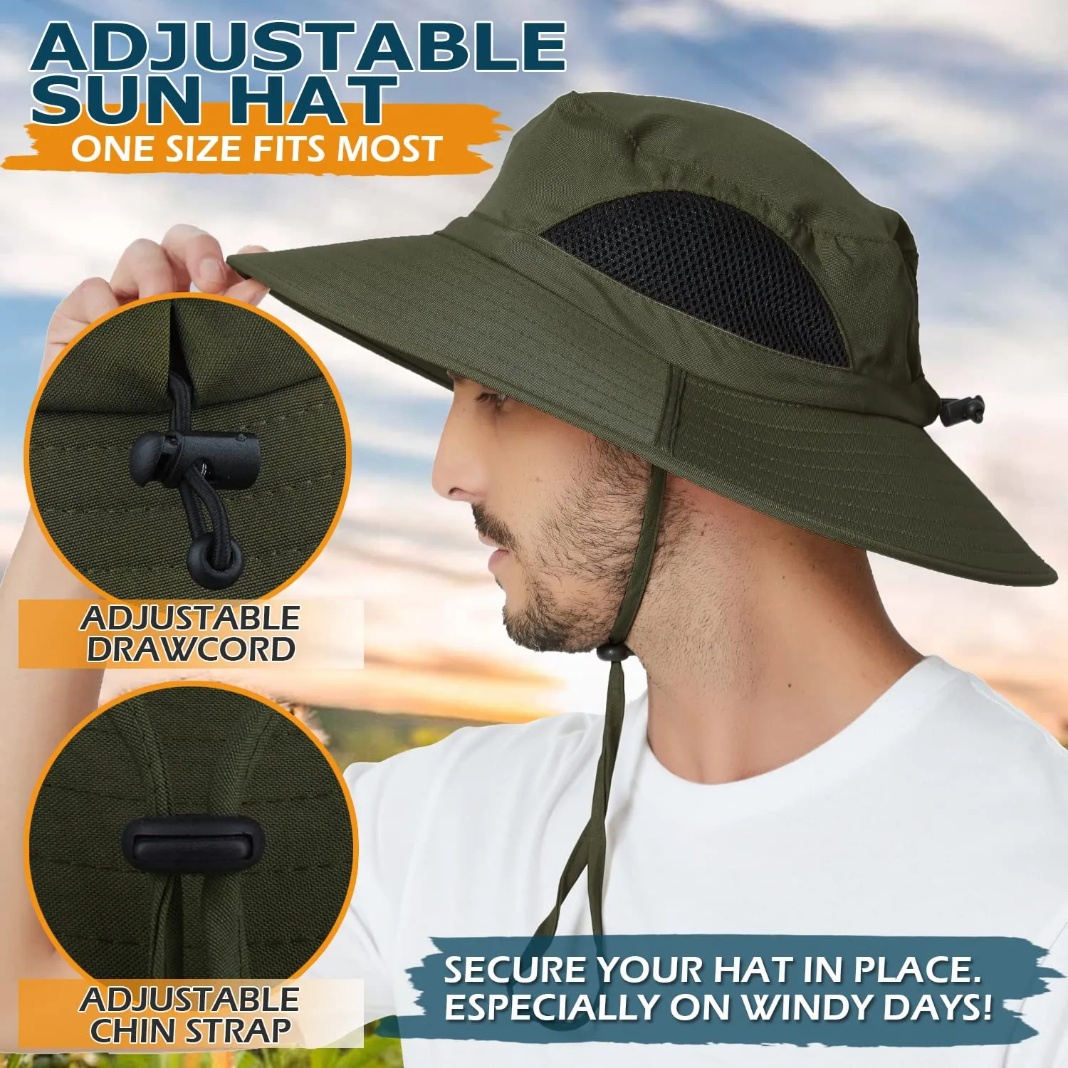 Waterproof Wide Brim Bucket Hat Foldable Sun Hat