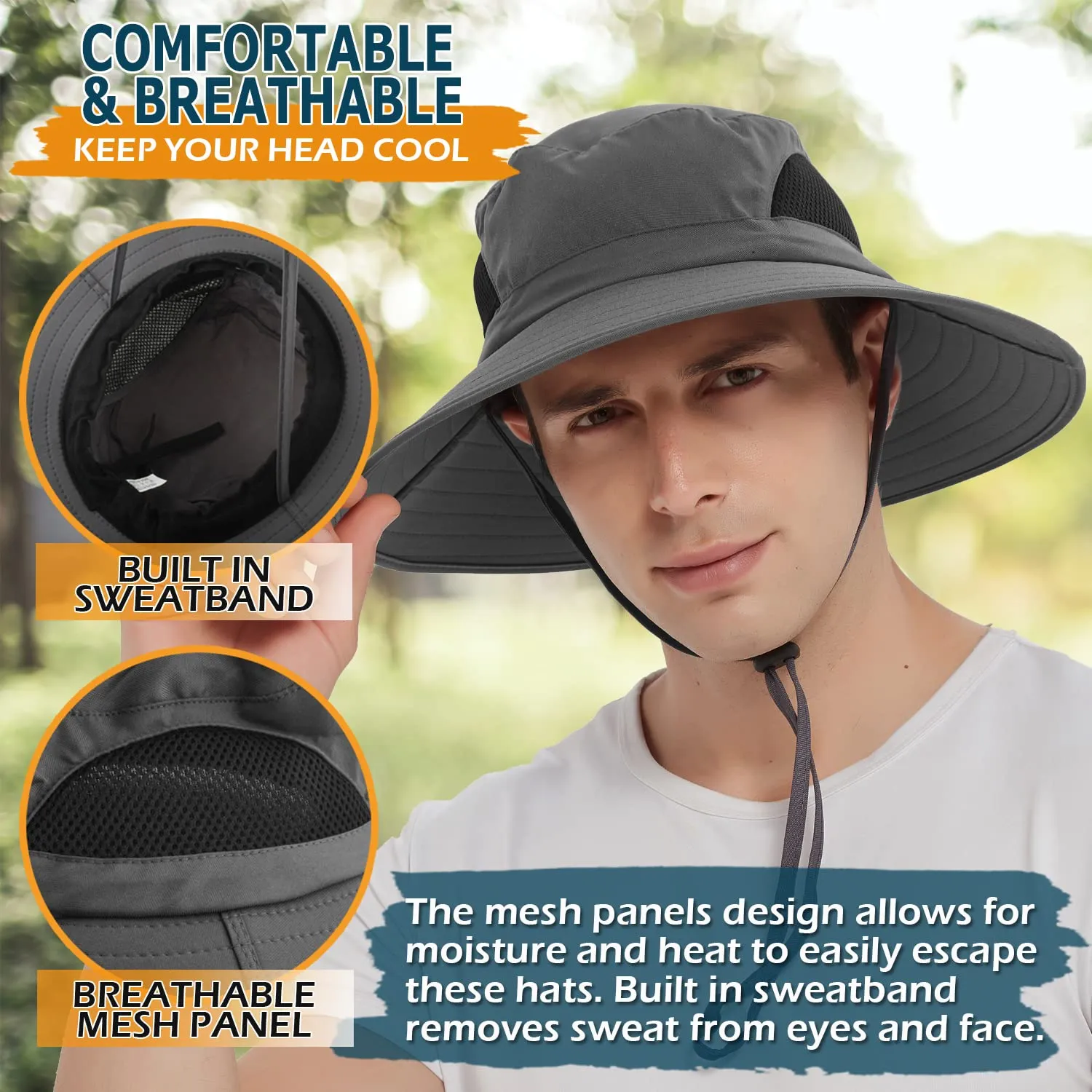 Waterproof Wide Brim Bucket Hat Foldable Sun Hat