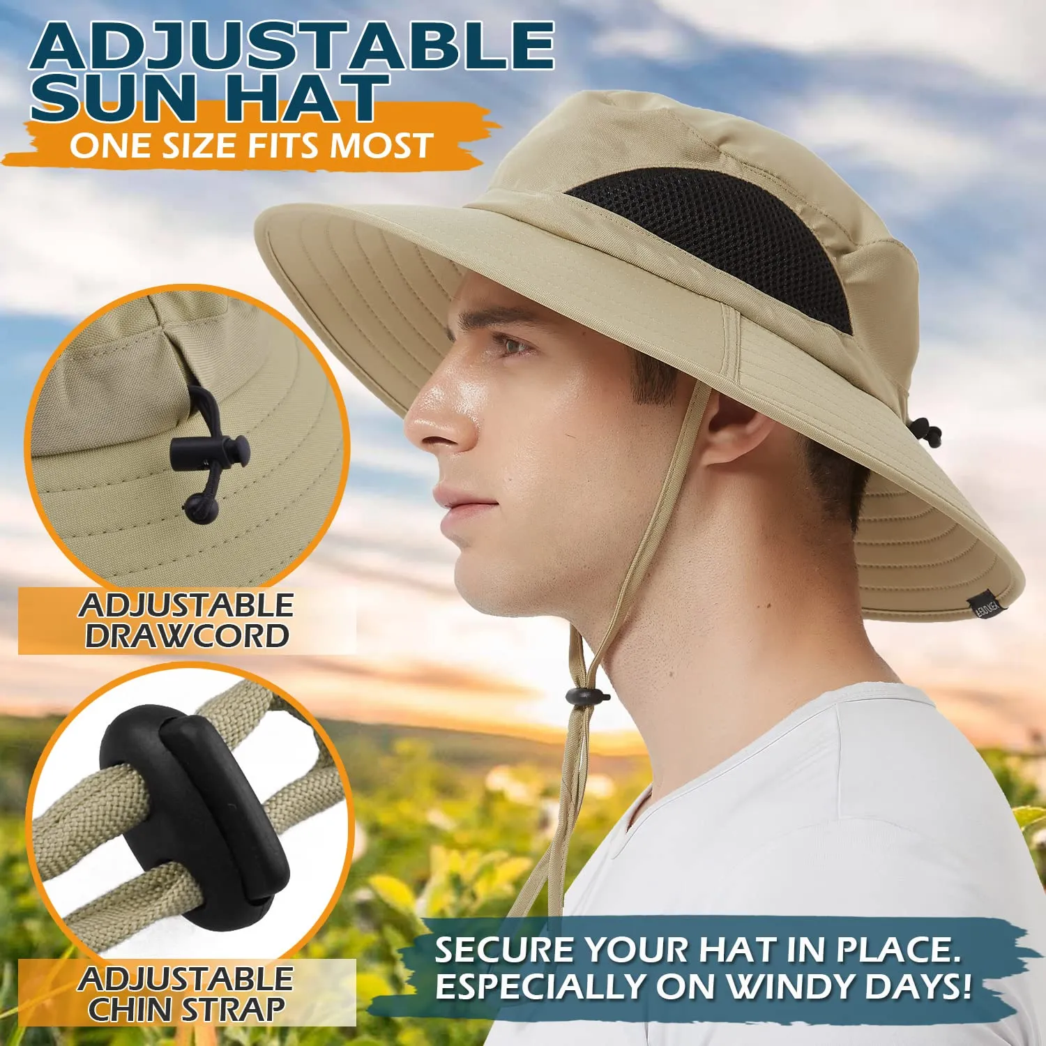 Waterproof Wide Brim Bucket Hat Foldable Sun Hat