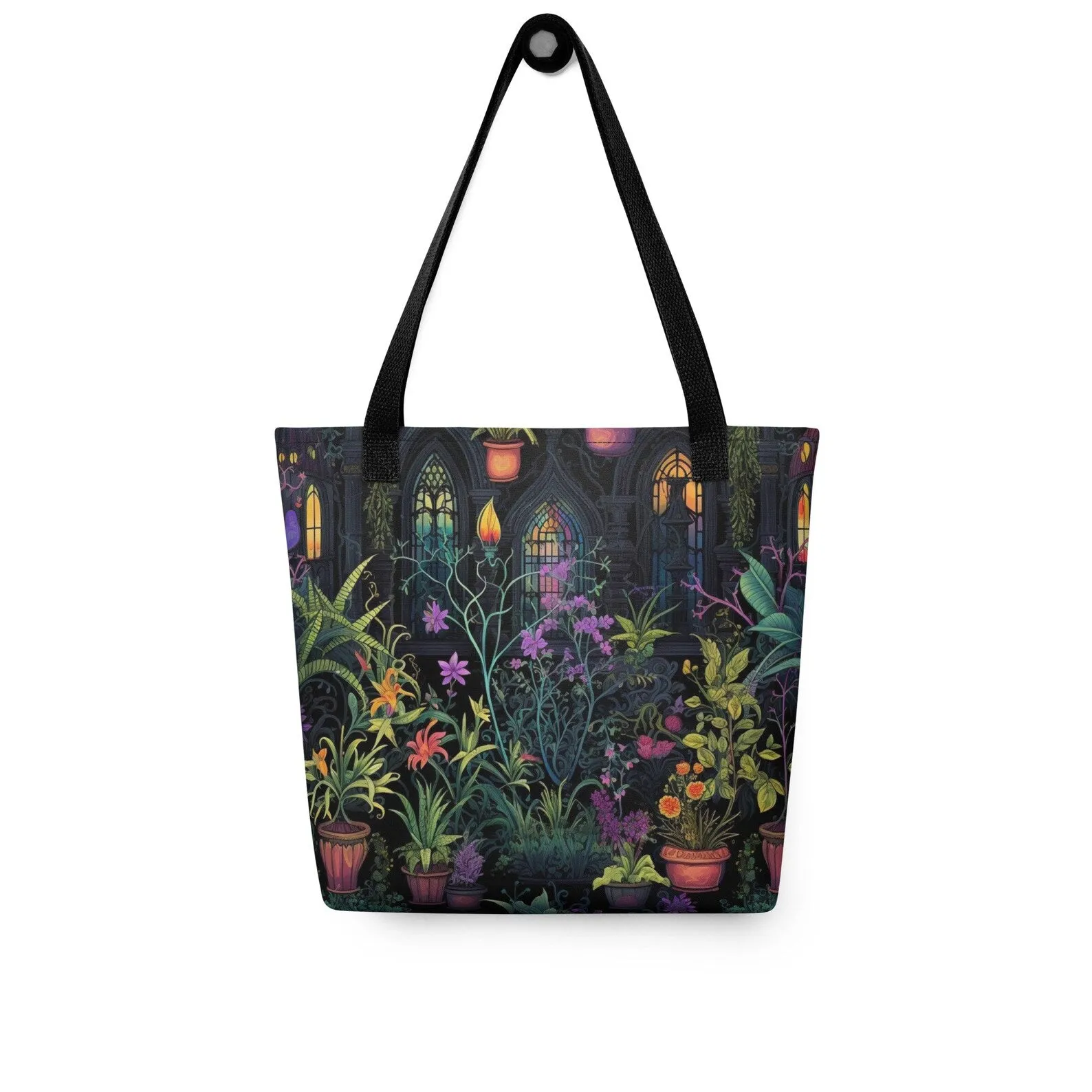 WSH - Stained Glass Garden - all over print gothic tote bag