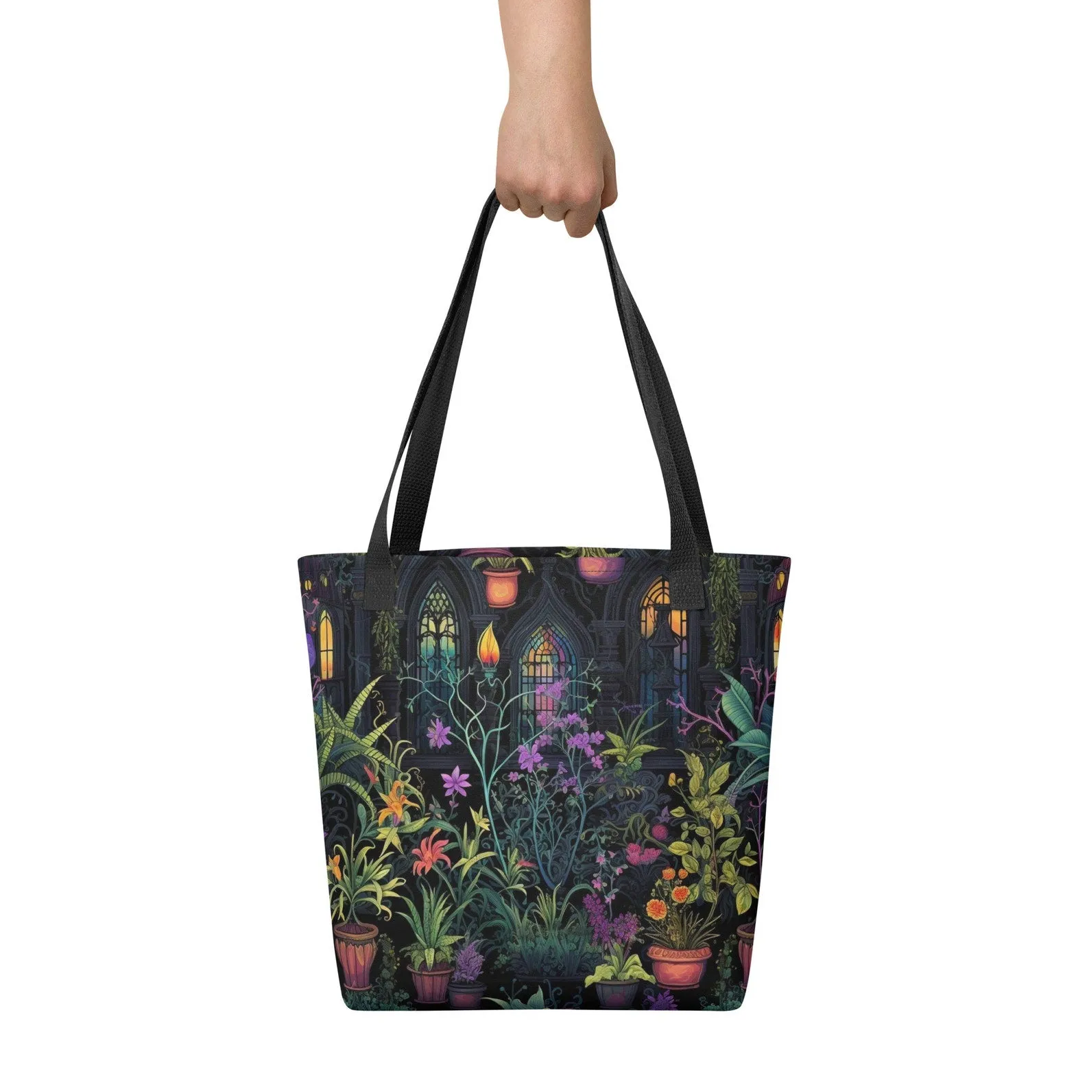 WSH - Stained Glass Garden - all over print gothic tote bag