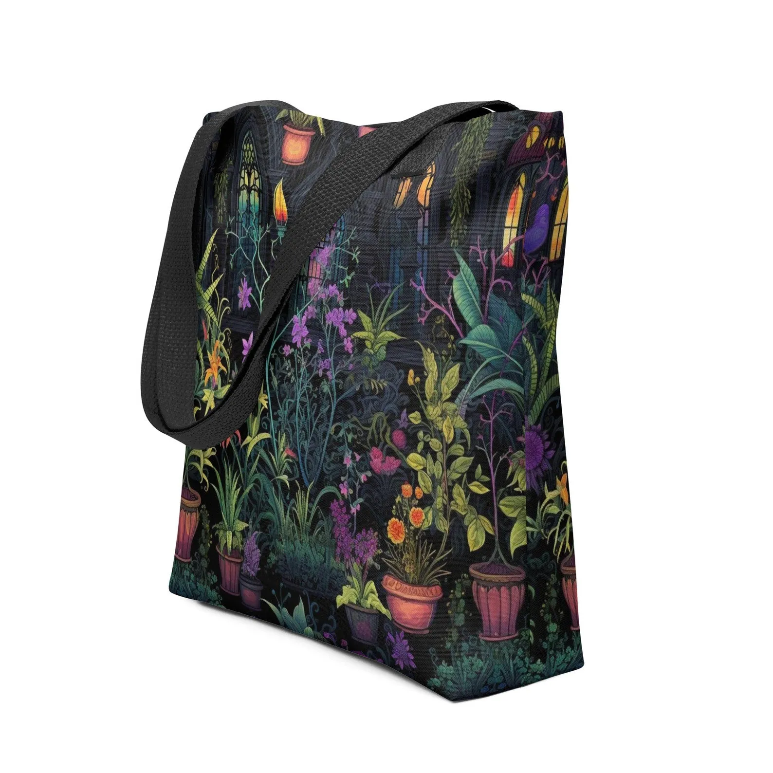 WSH - Stained Glass Garden - all over print gothic tote bag