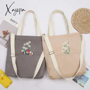 Xajzpa - Large Women Shoulder Shopper Bag Ladies Canvas Tote Shopping Bags Corduroy Female Handbag Crossbody Book Bags for Girl Student