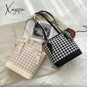 Xajzpa - Women Plaid Shoulder Bucket Bag Portable Female Travel Daily Casual Handbag Tote Fashion Exquisite Shopping Bag