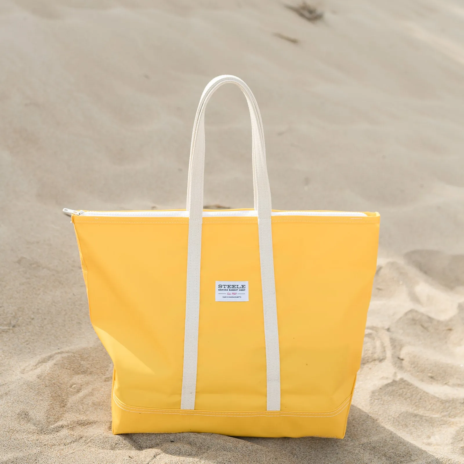 Yellow Steeletex Zip Top Beach Tote - Medium